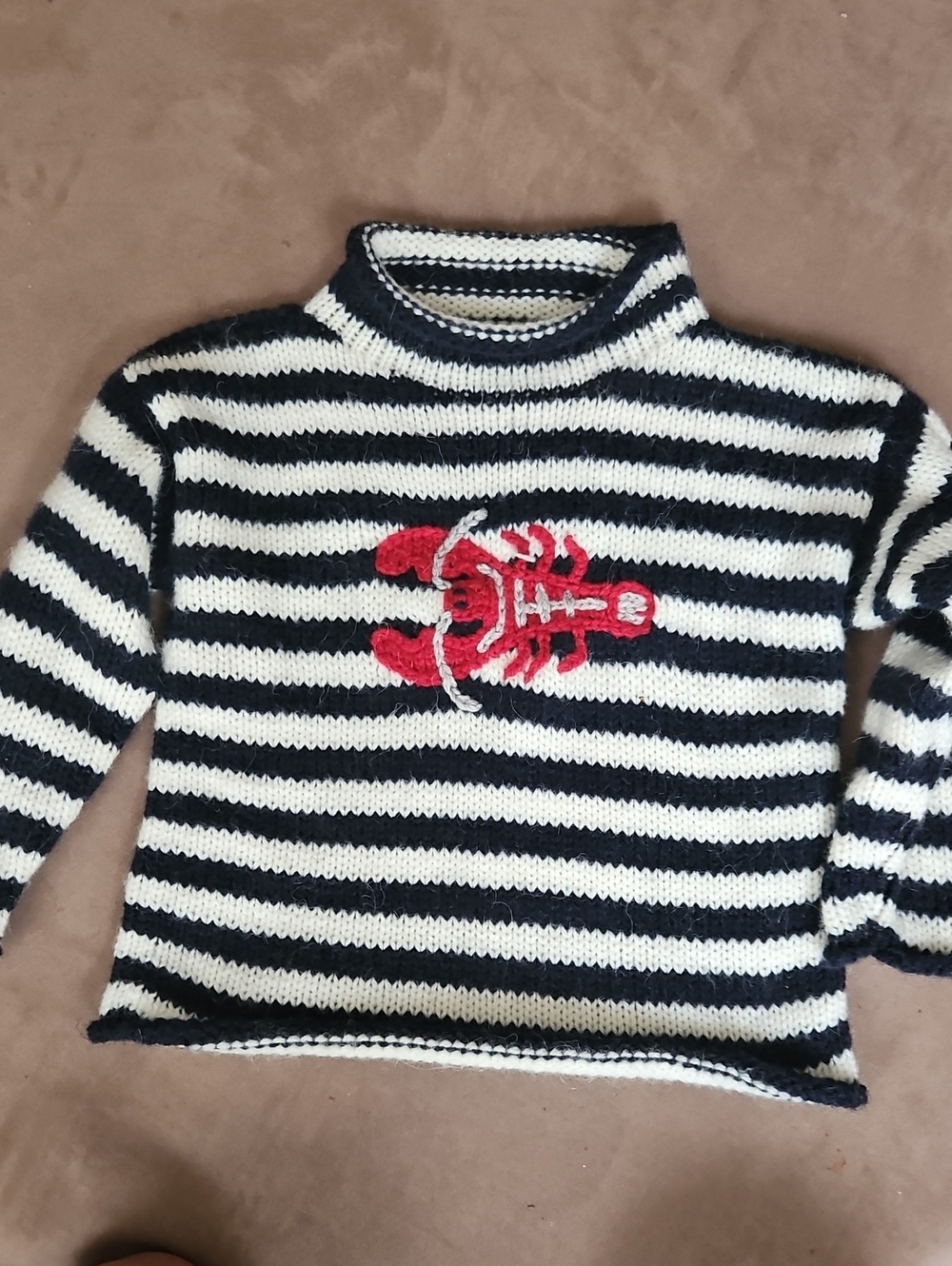 Vintage alpaca Sweater Striped W Lobster 3t
